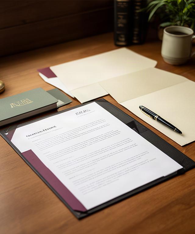 Mesa de trabajo jurídica con contrato, carpeta de expediente y bolígrafo en un despacho gallego
